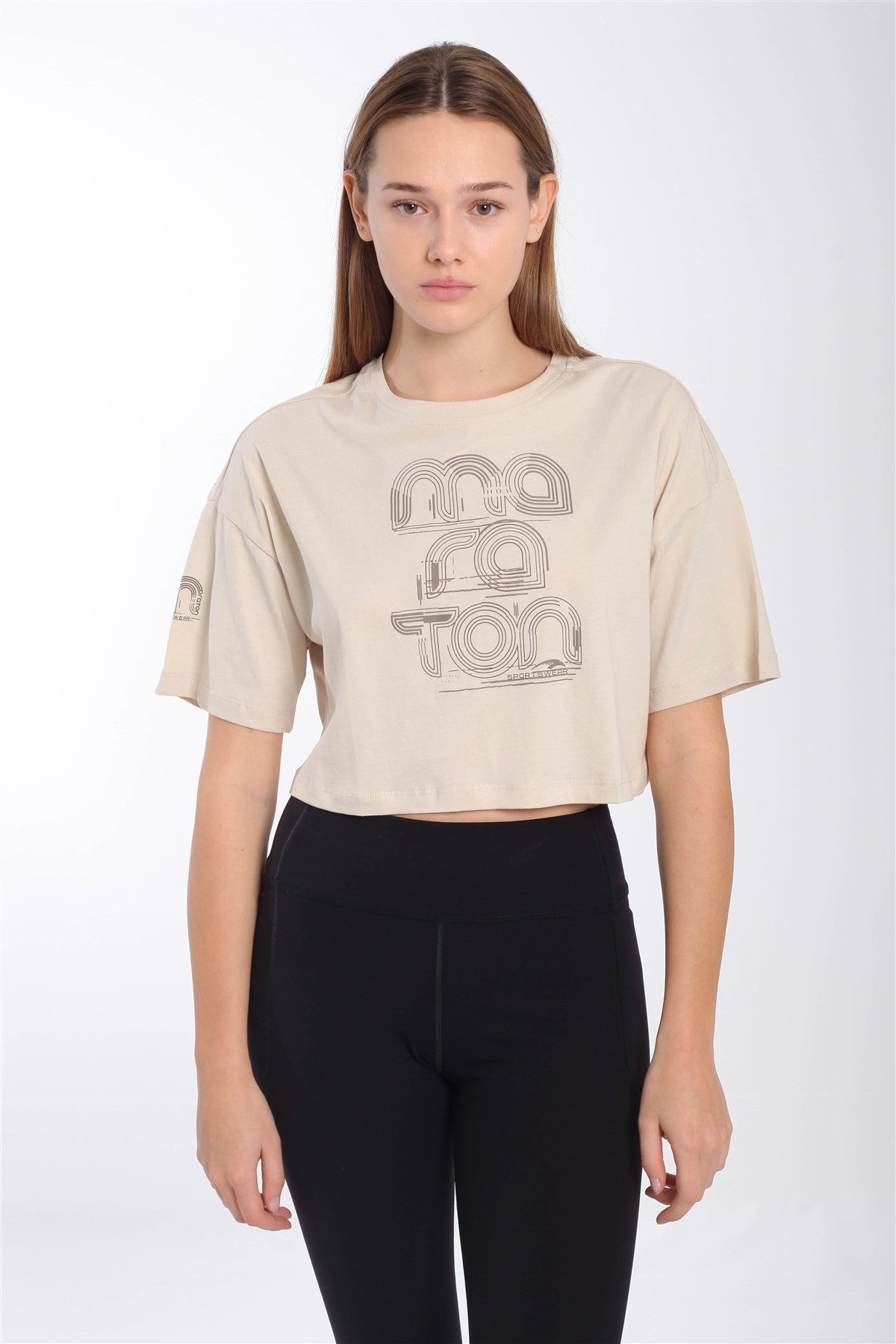 Comfort Kadın Bisiklet Yaka Taş Crop Top