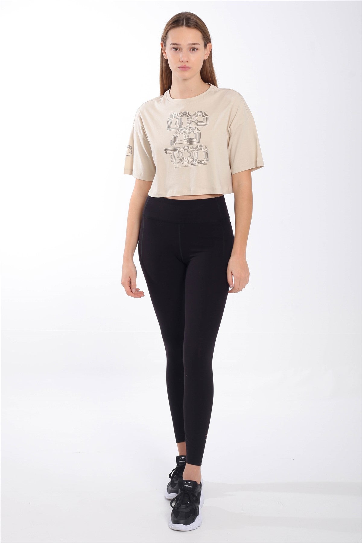 Comfort Kadın Bisiklet Yaka Taş Crop Top