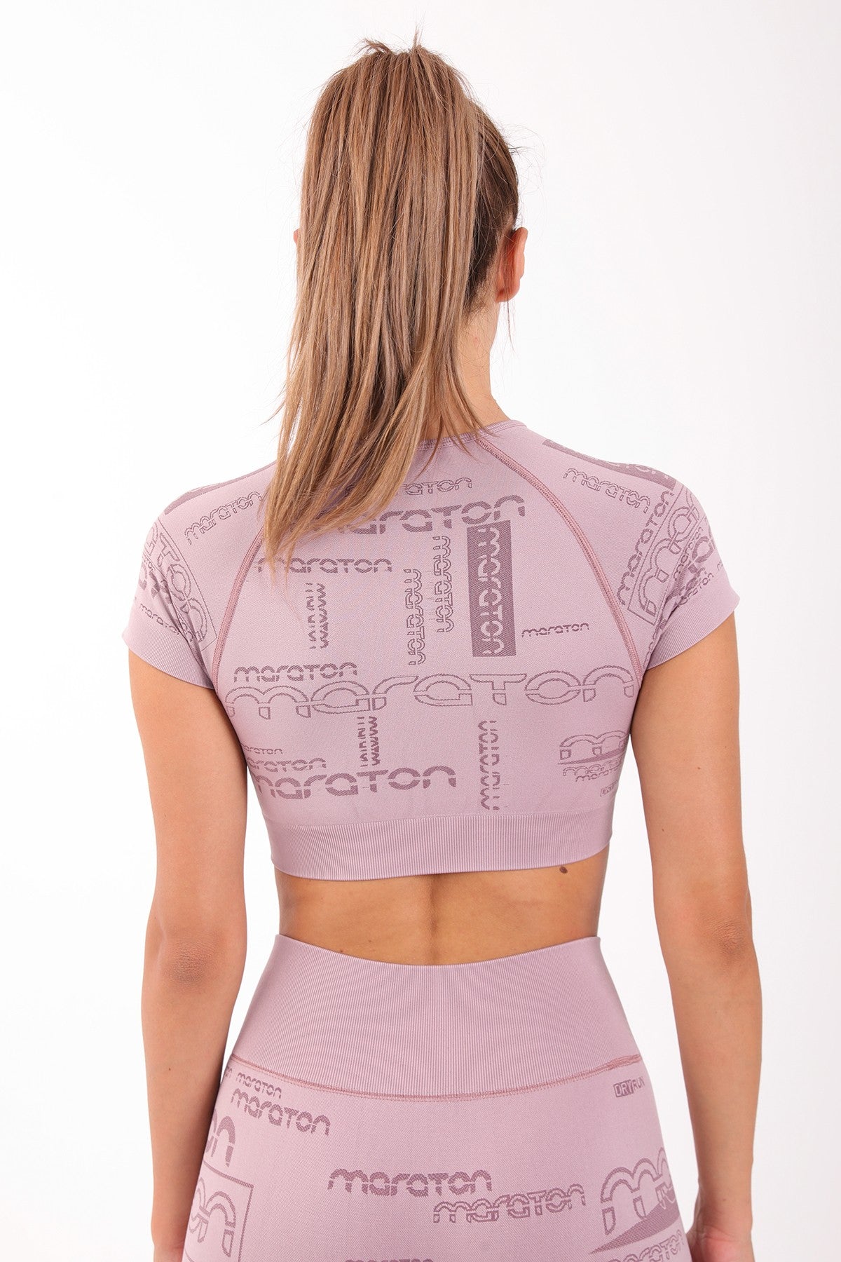 SlimFit Kadın Bisiklet Yaka Lila Crop Top
