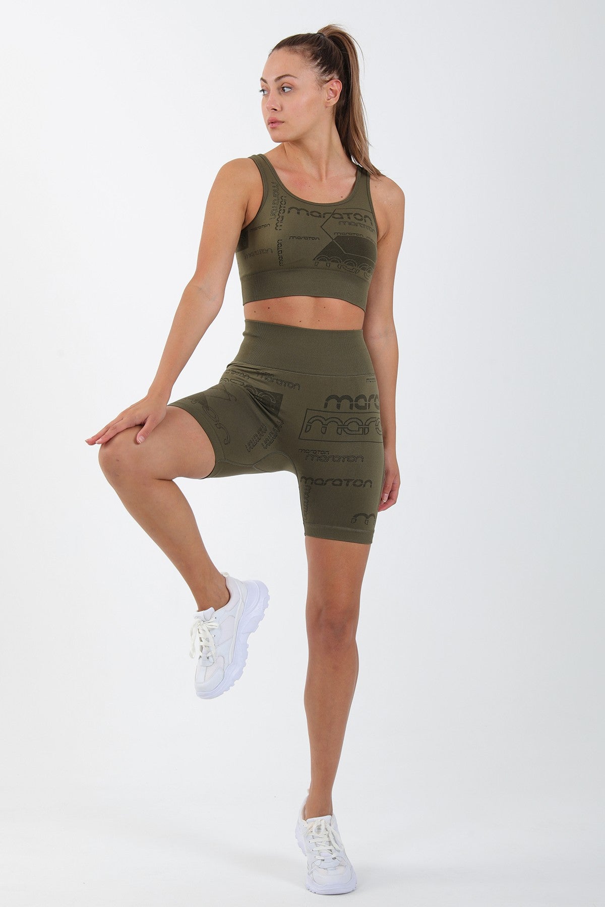 SlimFit Kadın Atlet Yaka Haki Bra