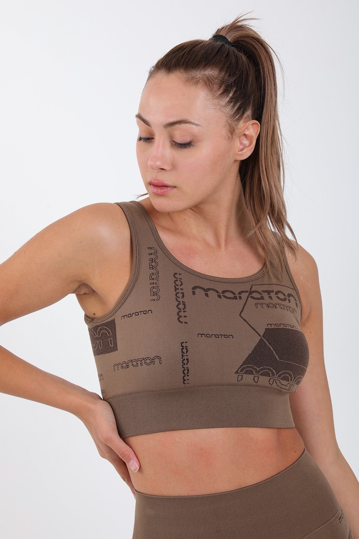 SlimFit Kadın Atlet Yaka Kahverengi Bra
