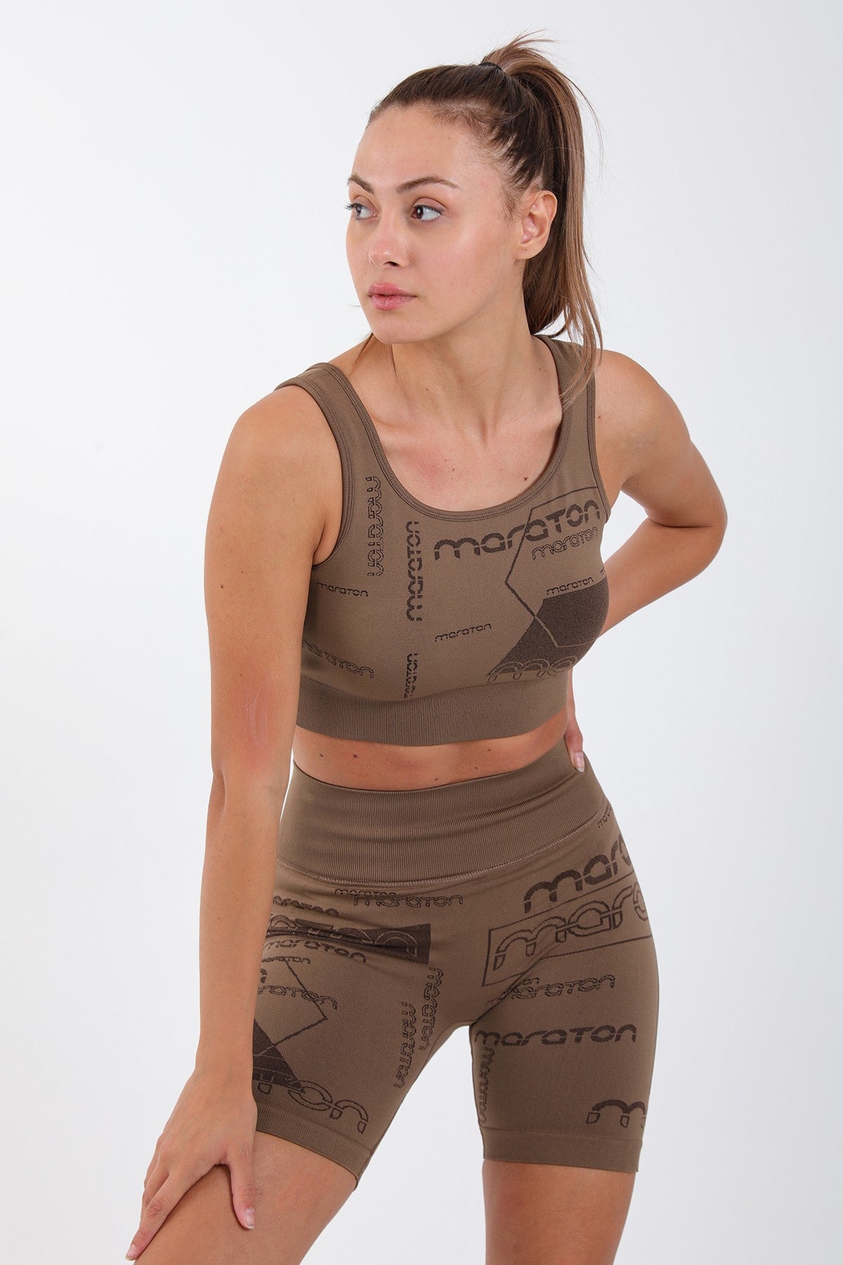 SlimFit Kadın Atlet Yaka Kahverengi Bra