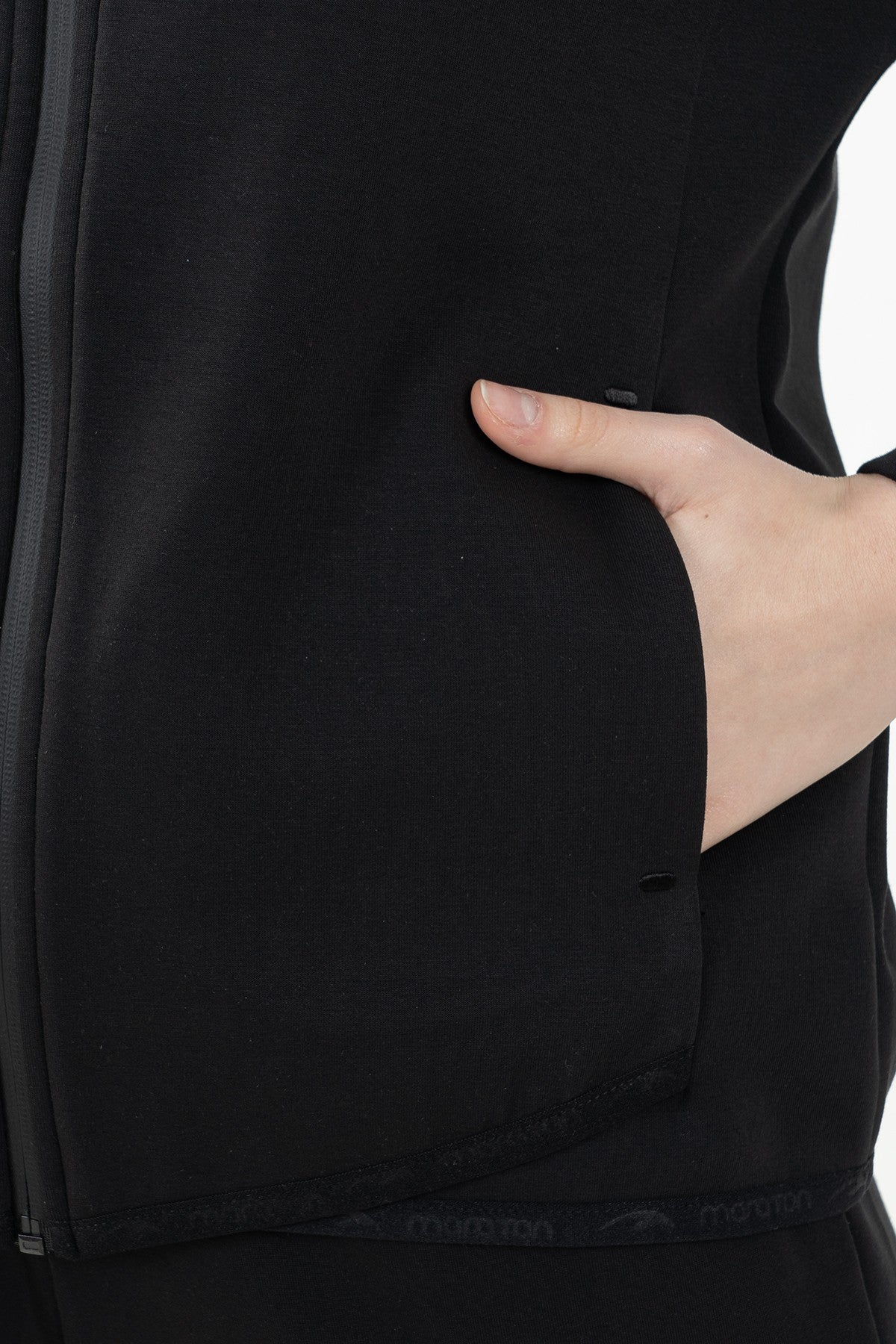 Regular Kadın Kapüşonlu Siyah Tracktop