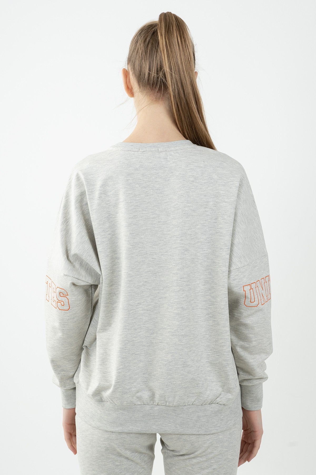Oversize Kadın Bisiklet Yaka Ekrumelanj Sweatshirt