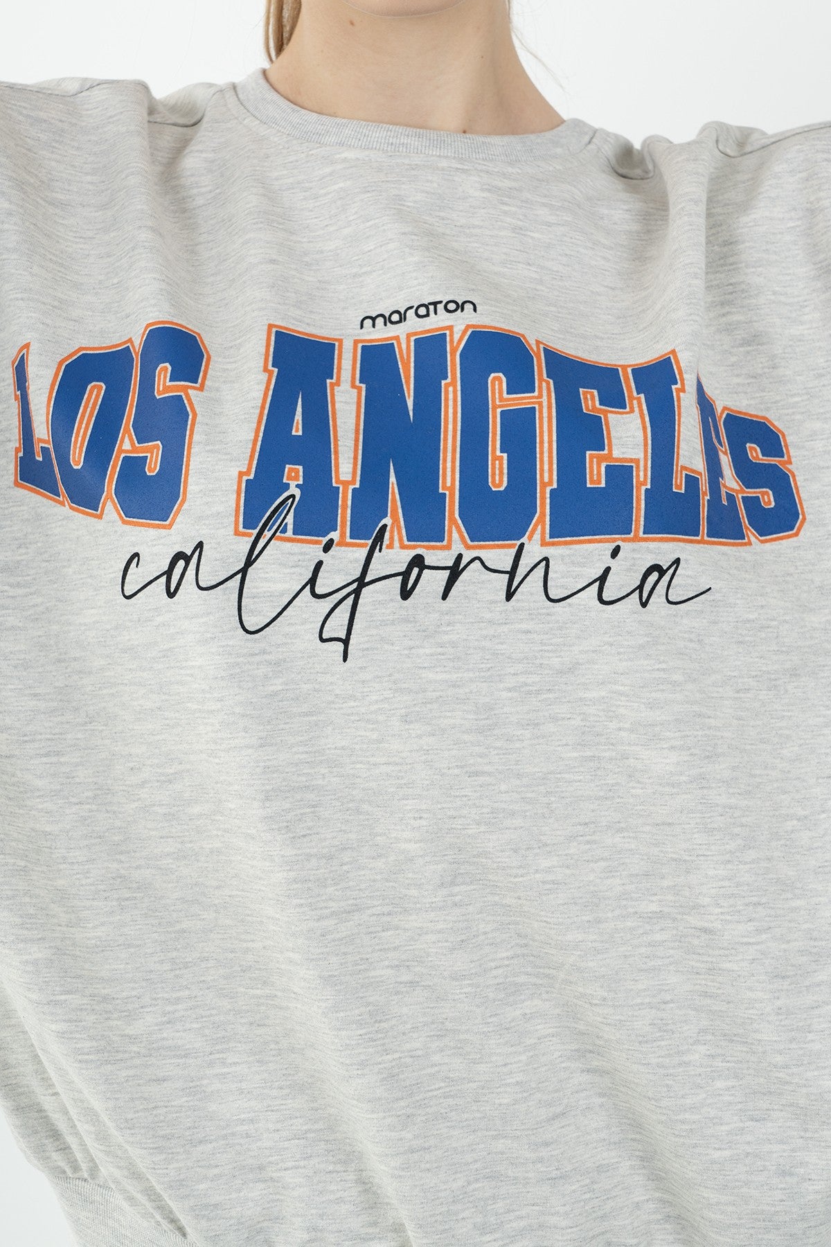 Oversize Kadın Bisiklet Yaka Ekrumelanj Sweatshirt