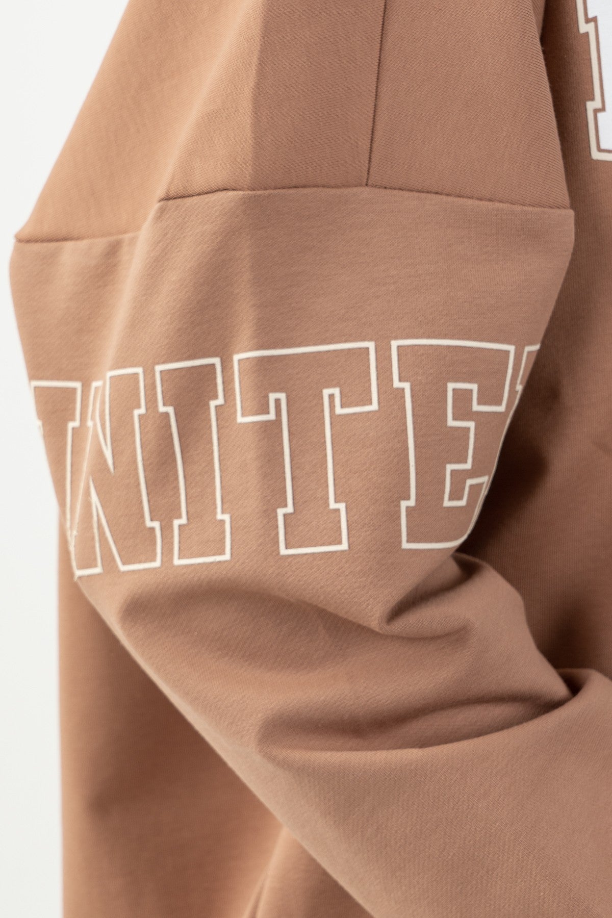 Oversize Kadın Bisiklet Yaka Bej Sweatshirt