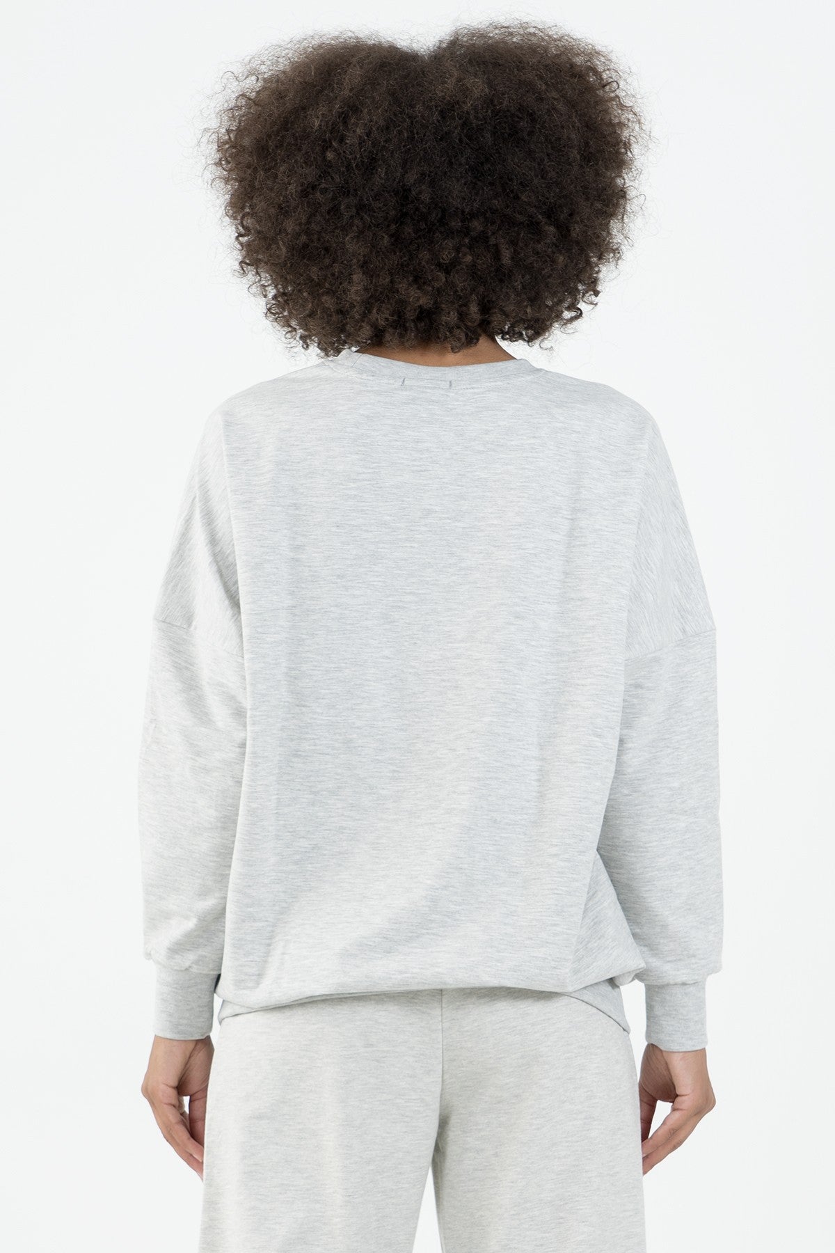 Oversize Kadın Bisiklet Yaka Ekrumelanj Sweatshirt