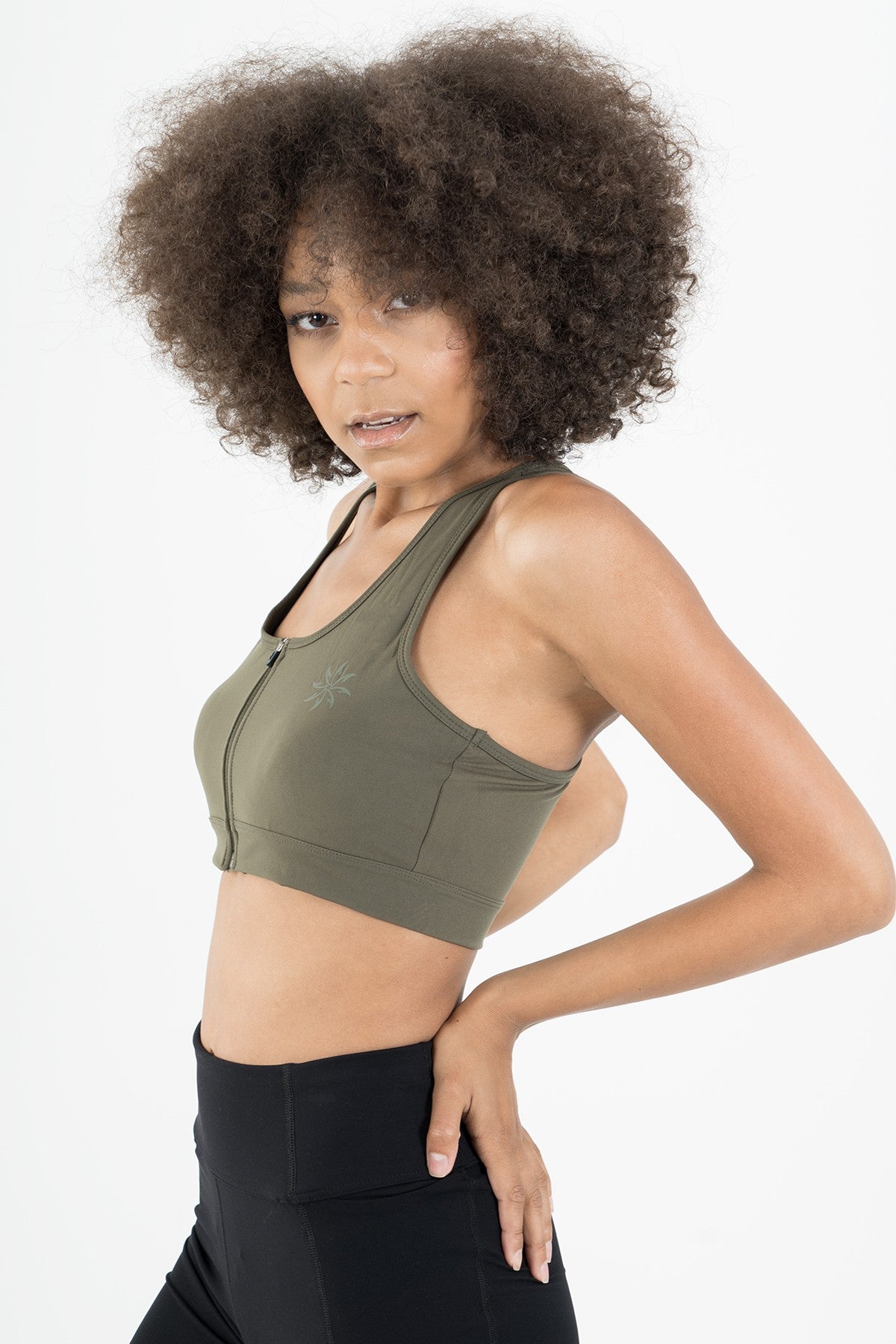 SlimFit Kadın Atlet Yaka Haki Bra