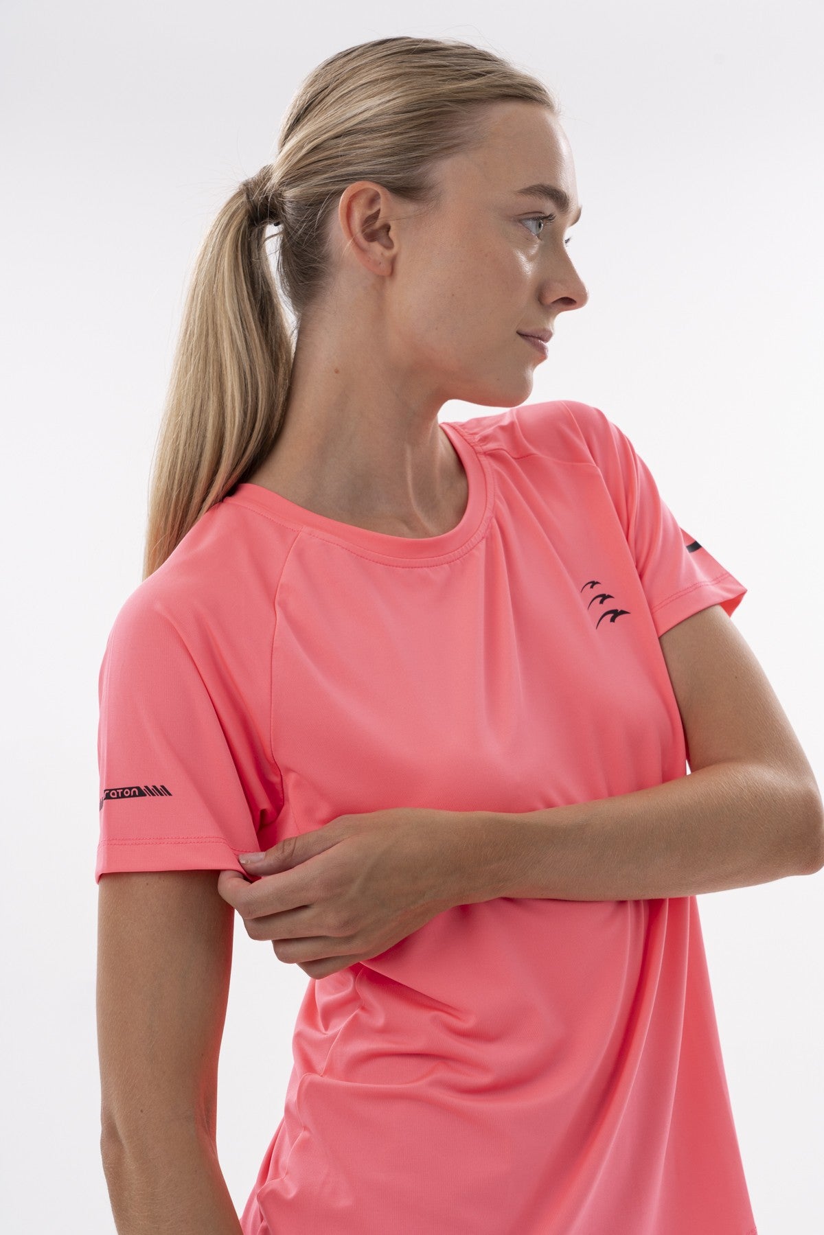 SlimFit Kadın Bisiklet Yaka Neon Pembe T-shirt