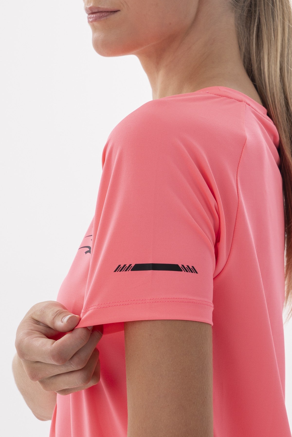 SlimFit Kadın Bisiklet Yaka Neon Pembe T-shirt