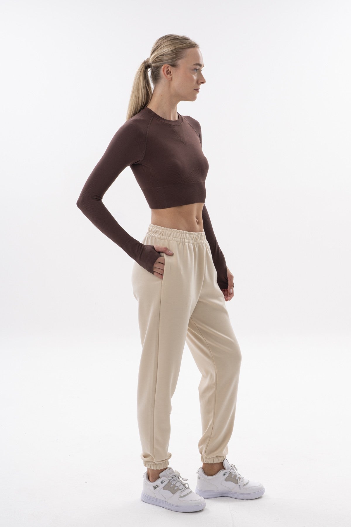 Kadın Bisiklet Yaka Çok Renkli Crop Top