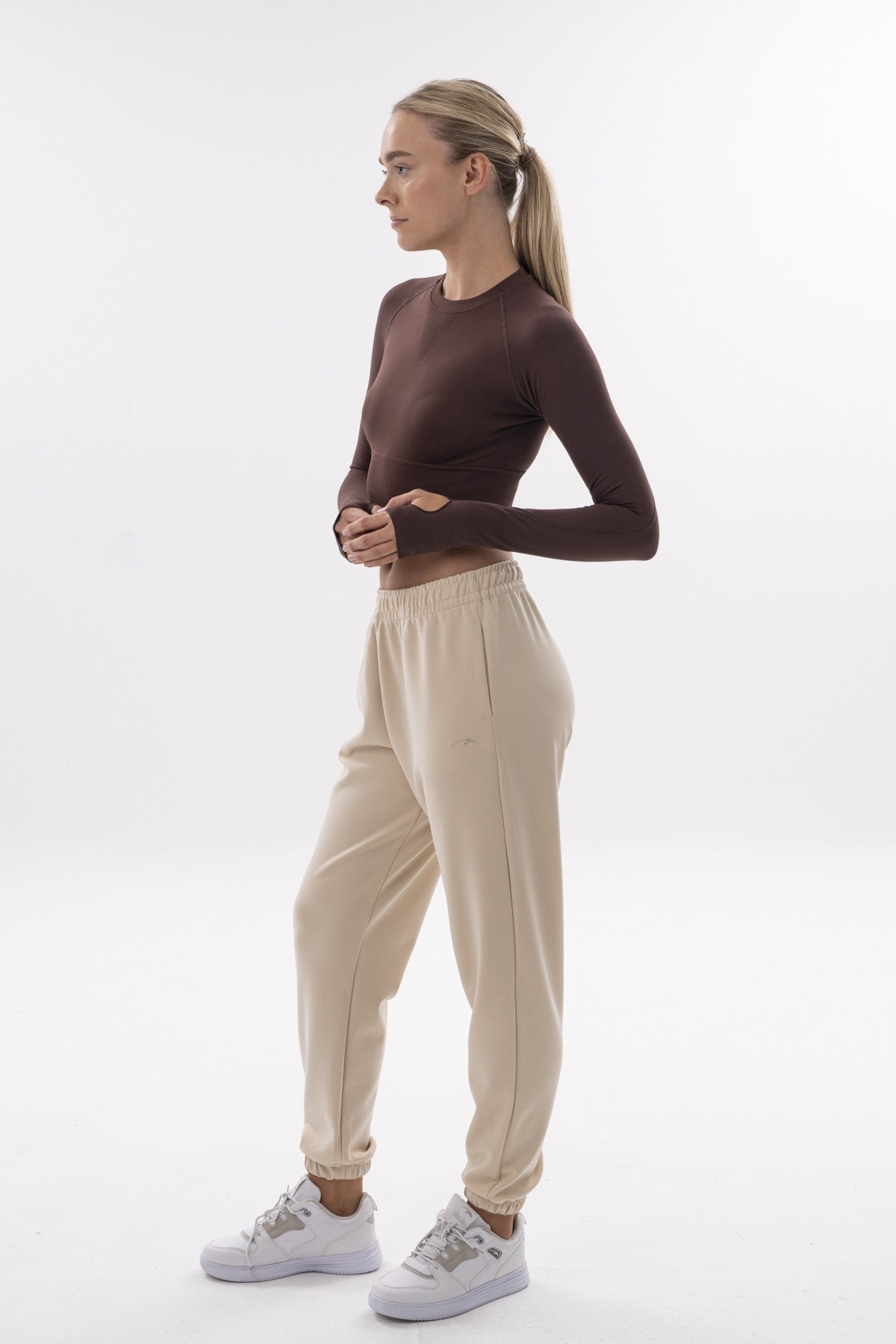 Kadın Bisiklet Yaka Çok Renkli Crop Top