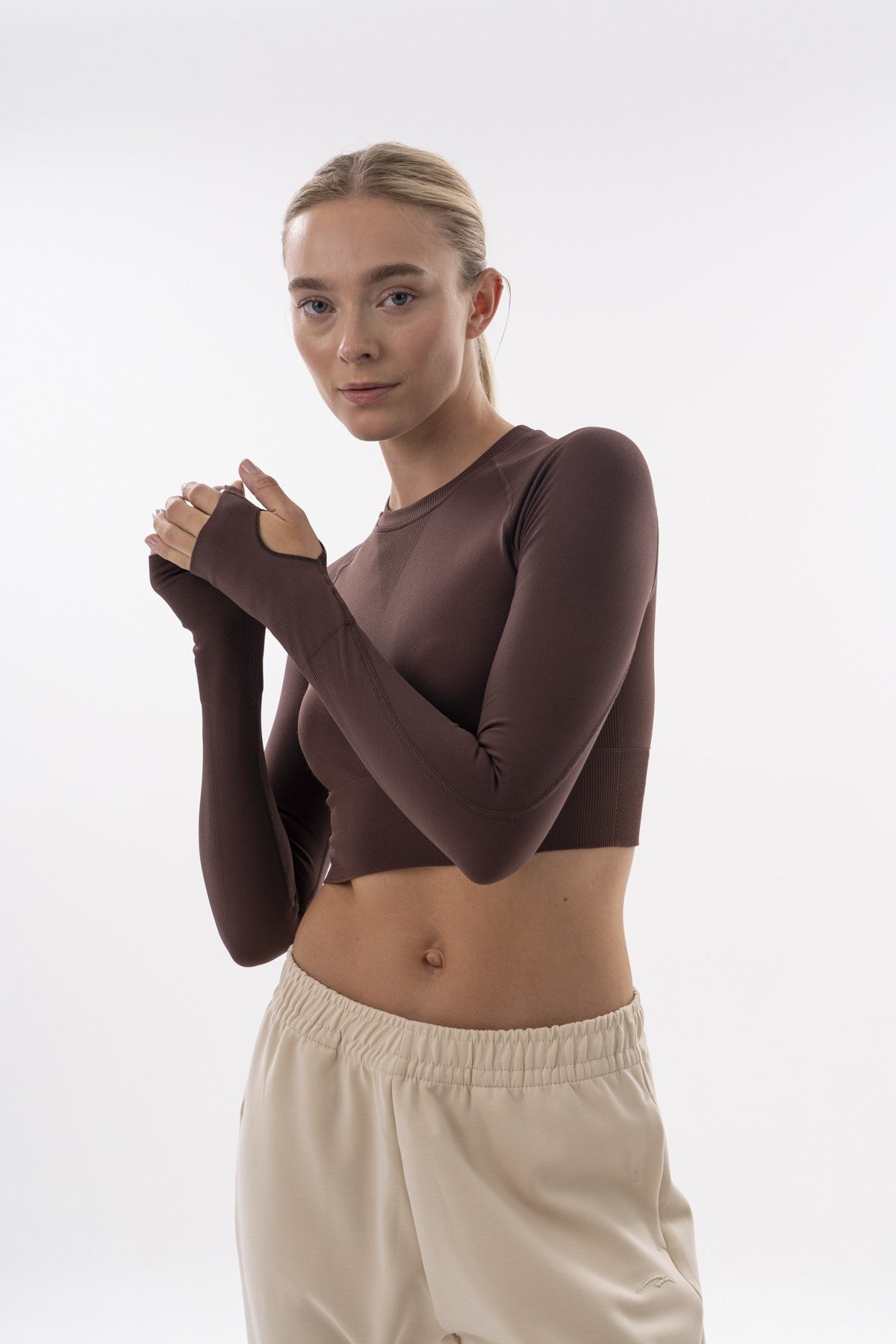 Kadın Bisiklet Yaka Çok Renkli Crop Top