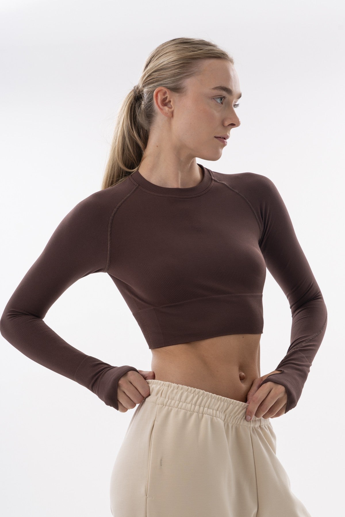 Kadın Bisiklet Yaka Çok Renkli Crop Top