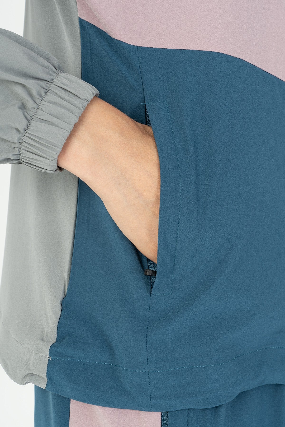 Regular Kadın Dik Yaka Gri Tracktop