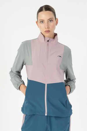 Regular Kadın Dik Yaka Gri Tracktop