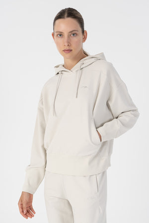 Oversize Kadın Kapüşonlu Gri Sweatshirt