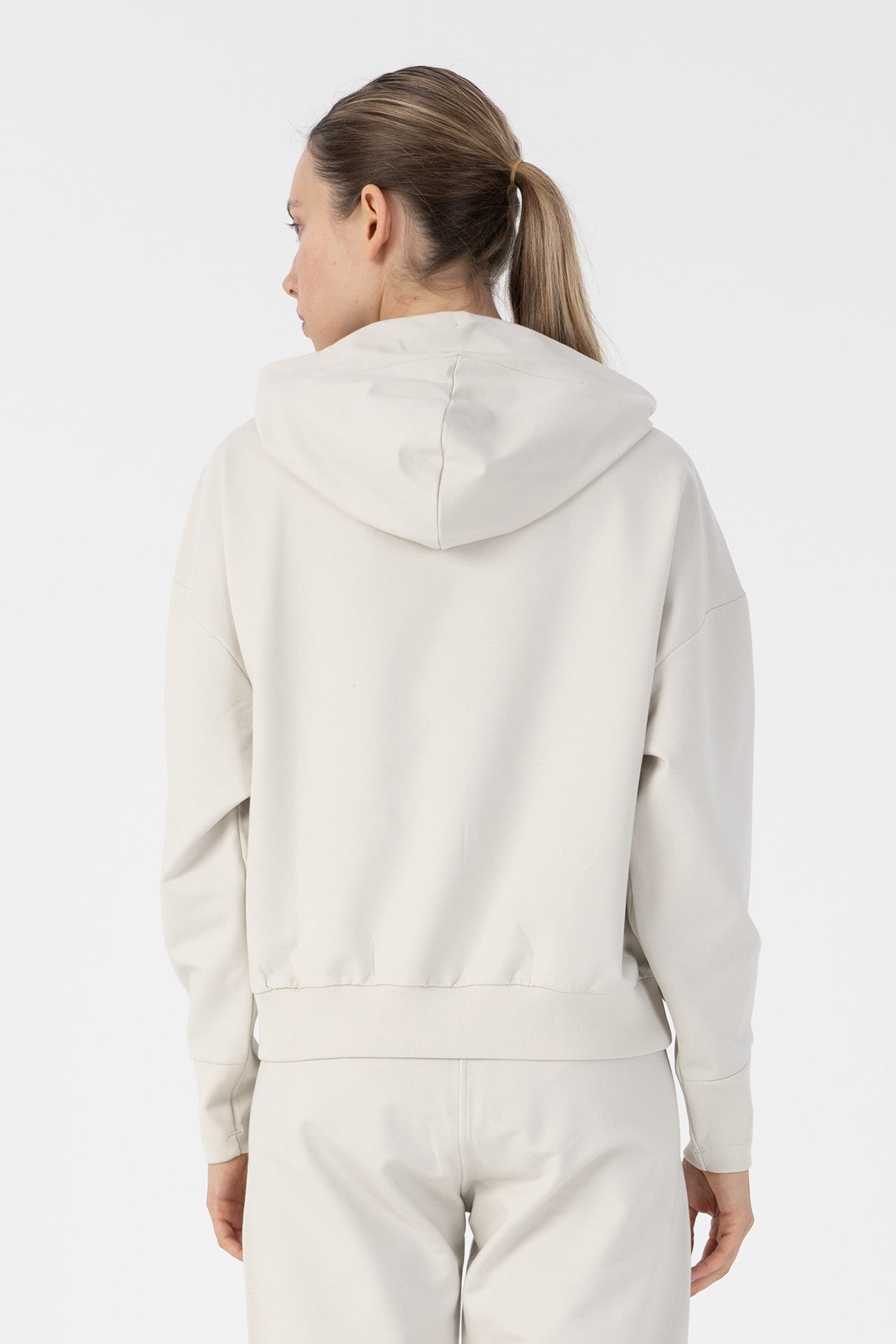 Oversize Kadın Kapüşonlu Gri Sweatshirt