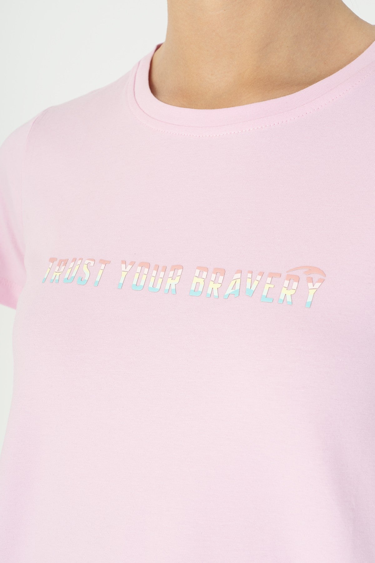 Regular Kadın Bisiklet Yaka Pembe T-shirt