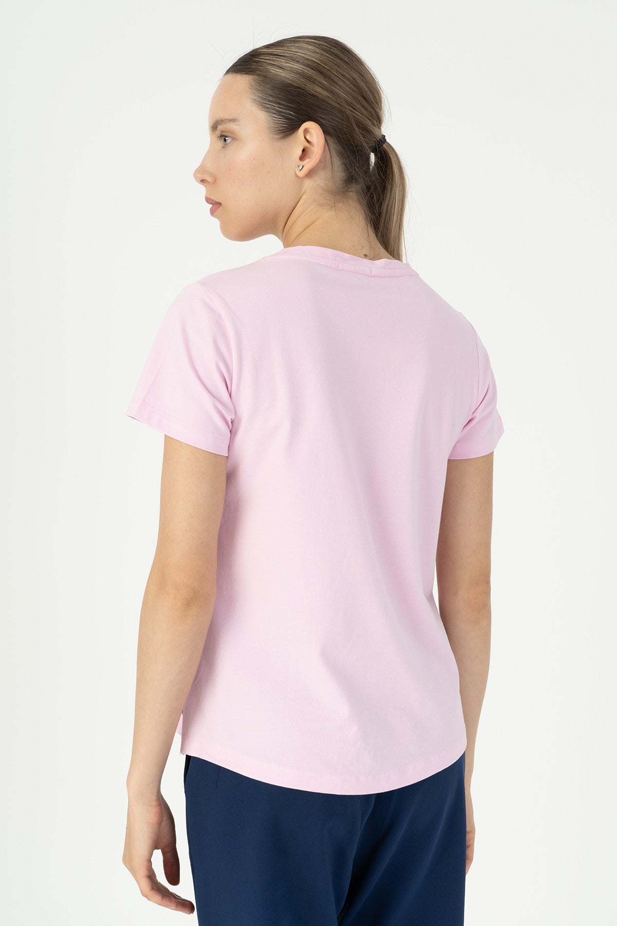 Regular Kadın Bisiklet Yaka Pembe T-shirt