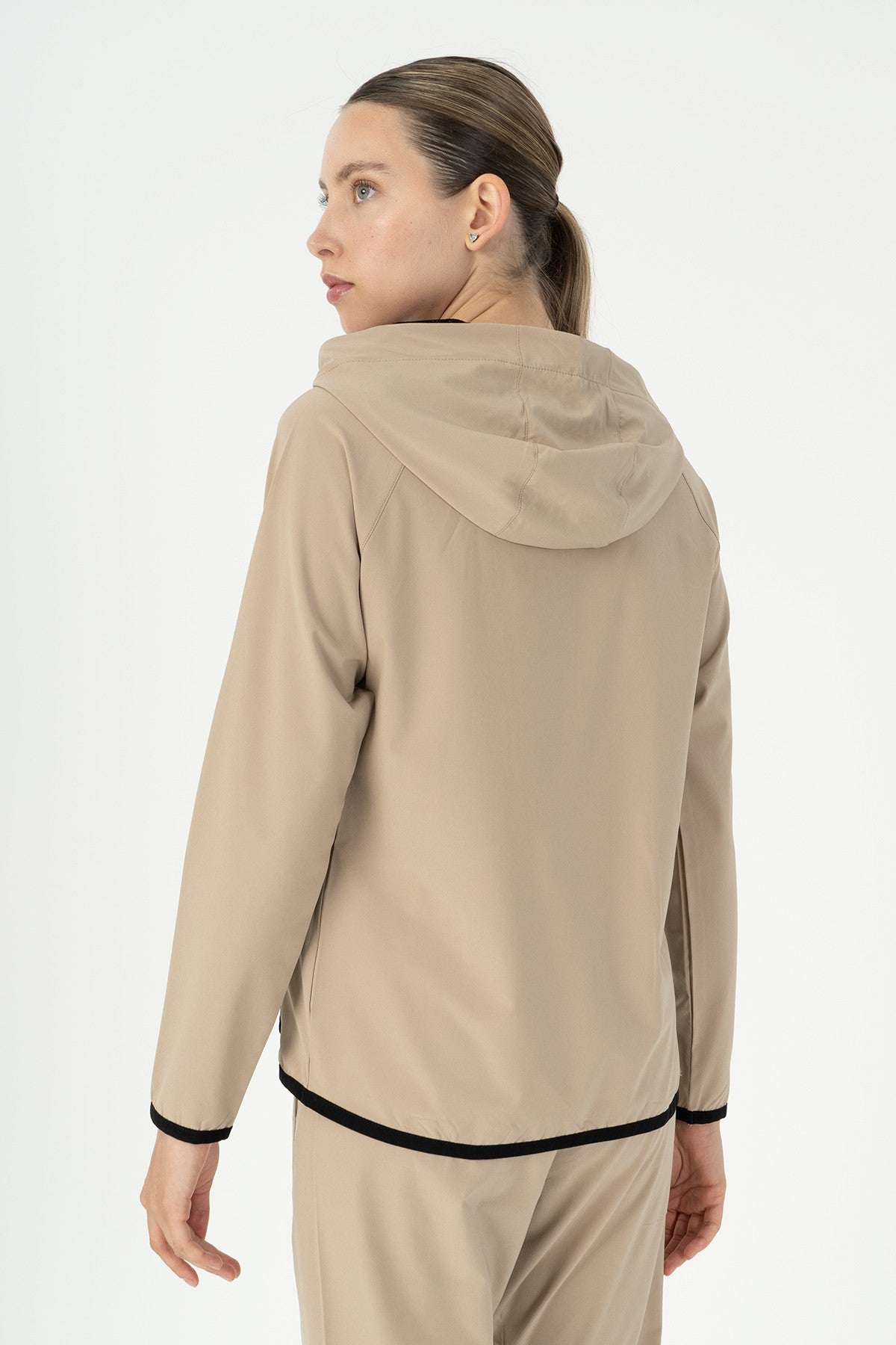 Regular Kadın Kapüşonlu Bej Tracktop