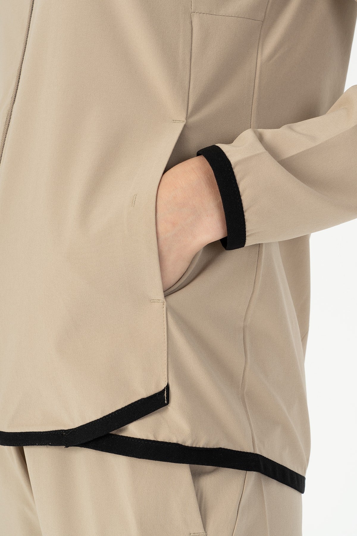 Regular Kadın Kapüşonlu Bej Tracktop