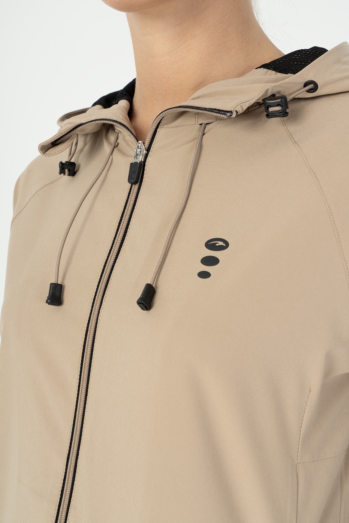 Regular Kadın Kapüşonlu Bej Tracktop