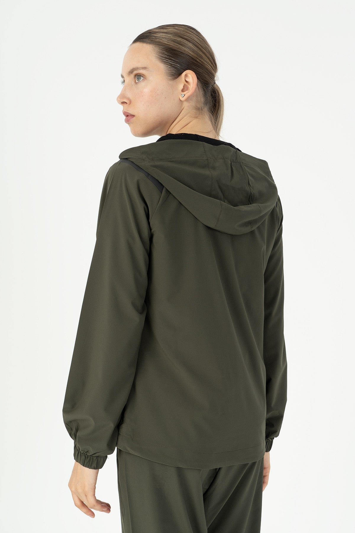 Regular Kadın Kapüşonlu Haki Tracktop