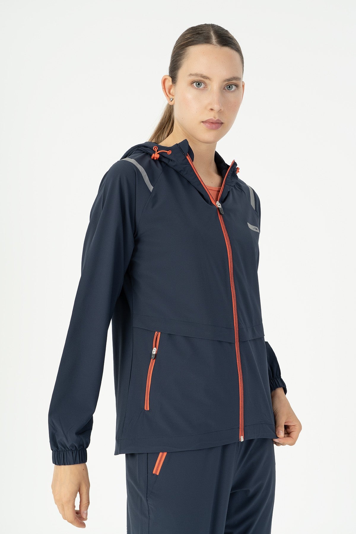Regular Kadın Kapüşonlu Lacivert Tracktop