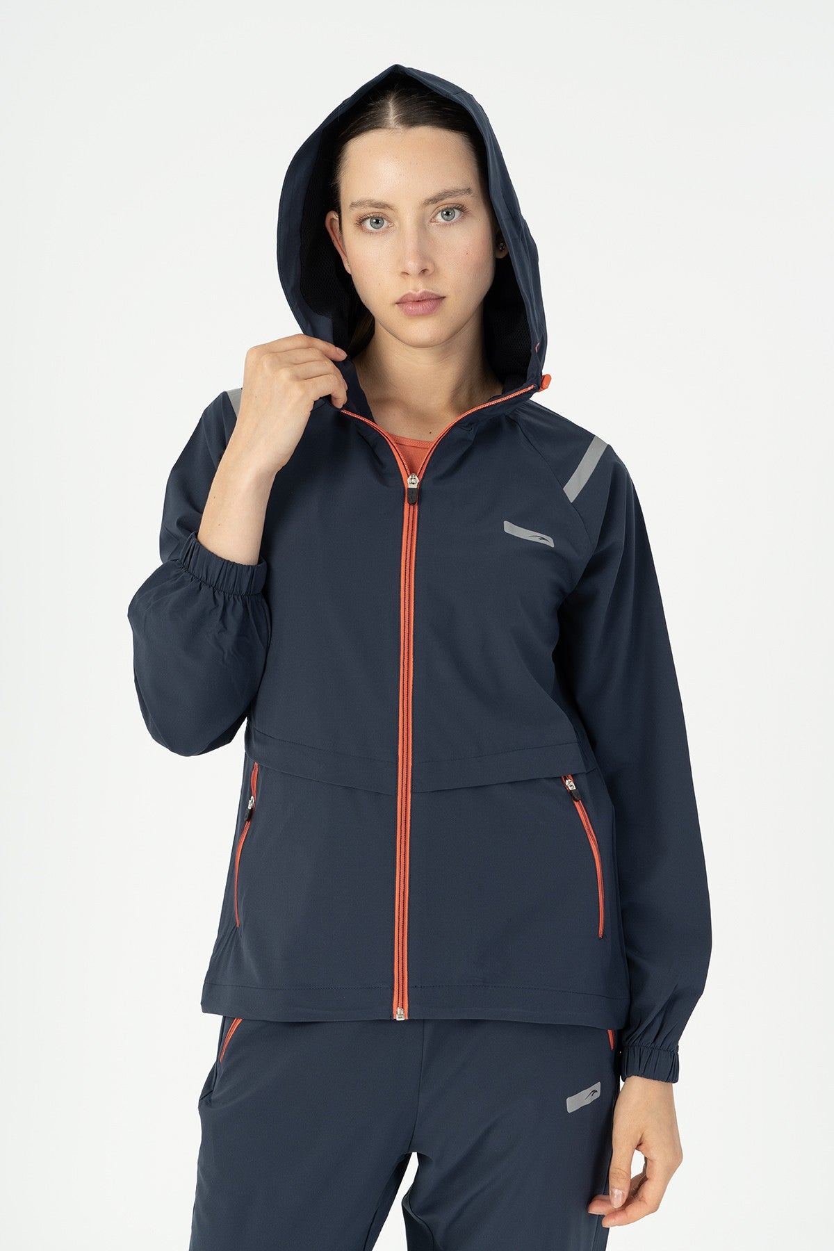 Regular Kadın Kapüşonlu Lacivert Tracktop
