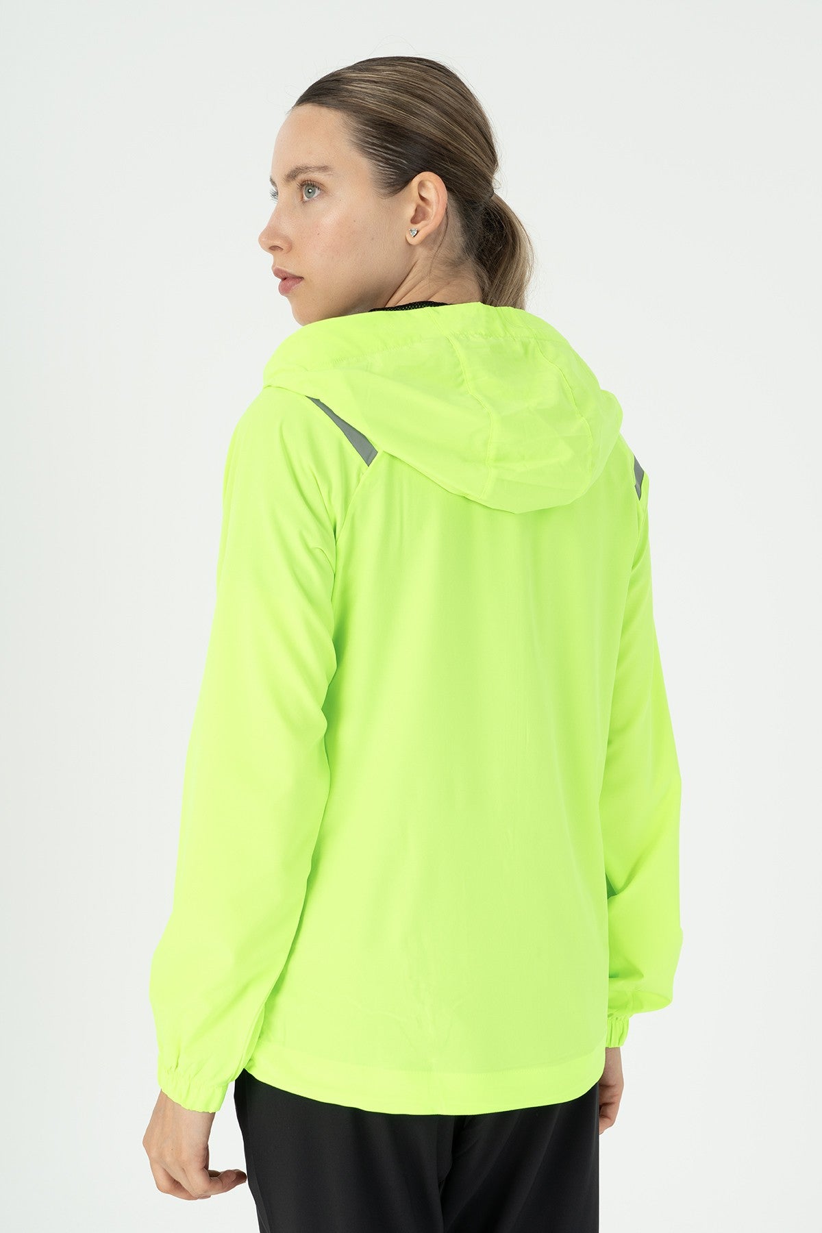 Regular Kadın Kapüşonlu Neon Yeşil Tracktop