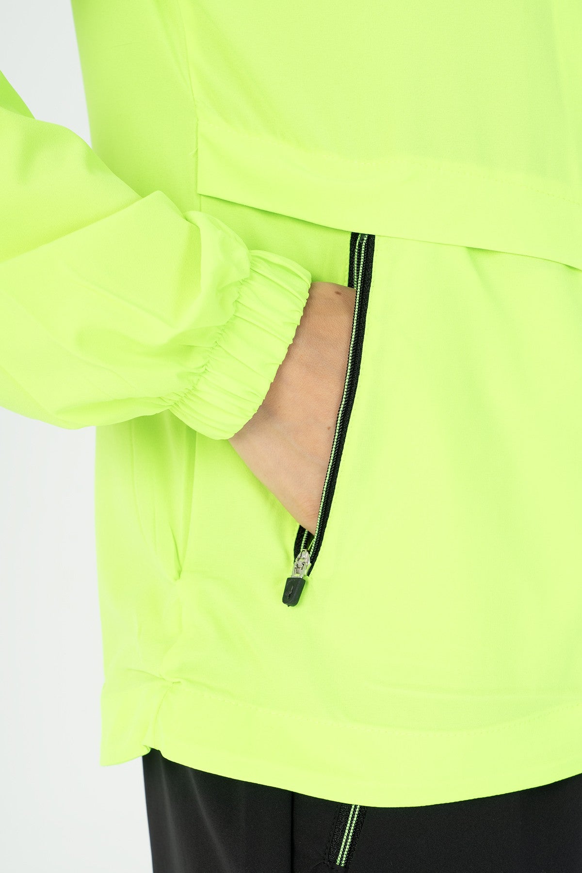 Regular Kadın Kapüşonlu Neon Yeşil Tracktop