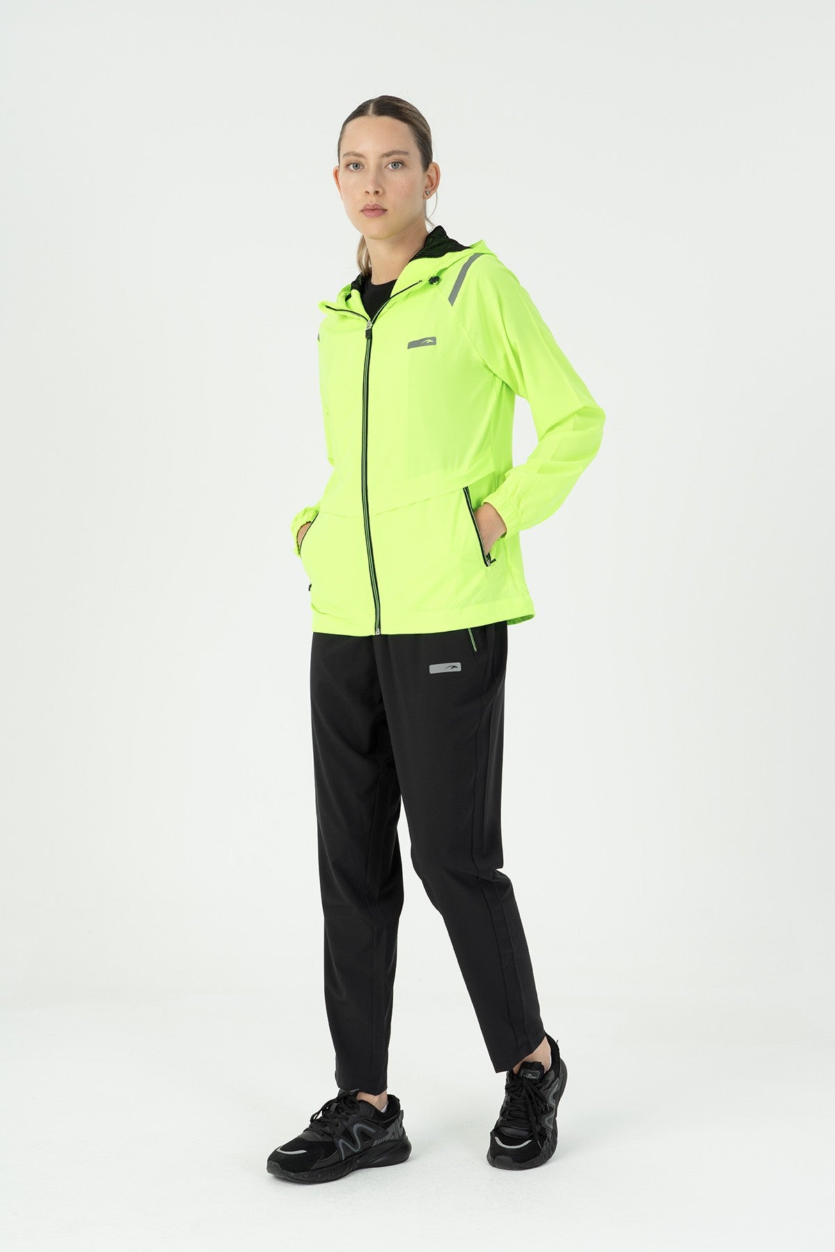 Regular Kadın Kapüşonlu Neon Yeşil Tracktop