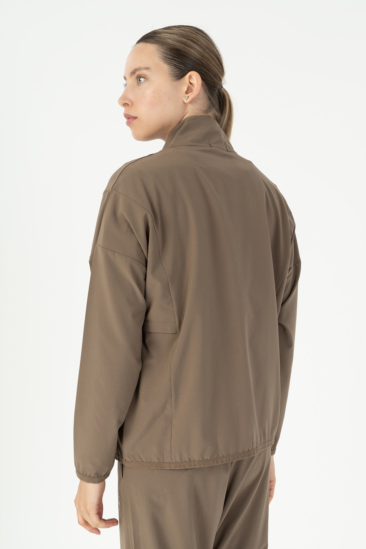 Comfort Kadın Dik Yaka Kahverengi Tracktop