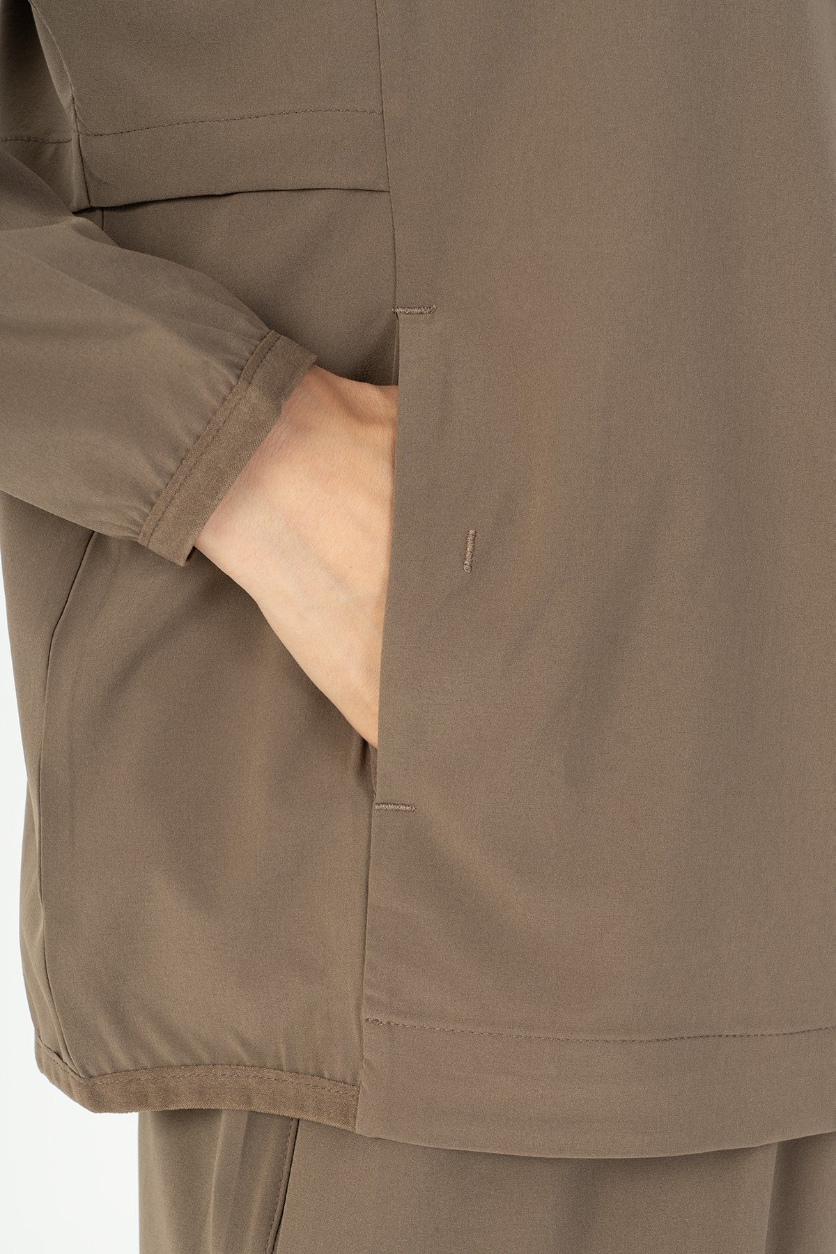 Comfort Kadın Dik Yaka Kahverengi Tracktop