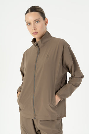 Comfort Kadın Dik Yaka Kahverengi Tracktop