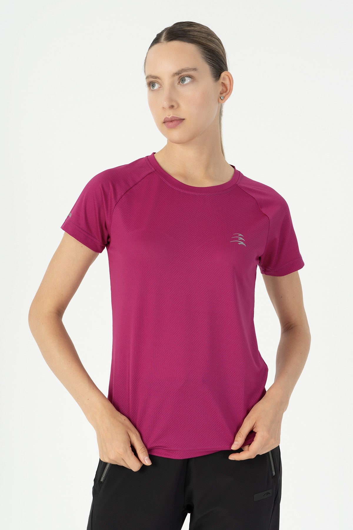 SlimFit Kadın Bisiklet Yaka Pembe T-shirt