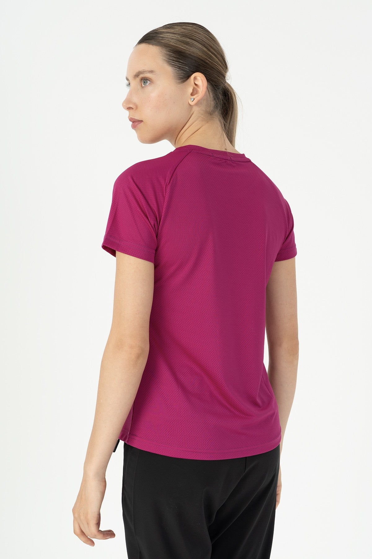 SlimFit Kadın Bisiklet Yaka Pembe T-shirt