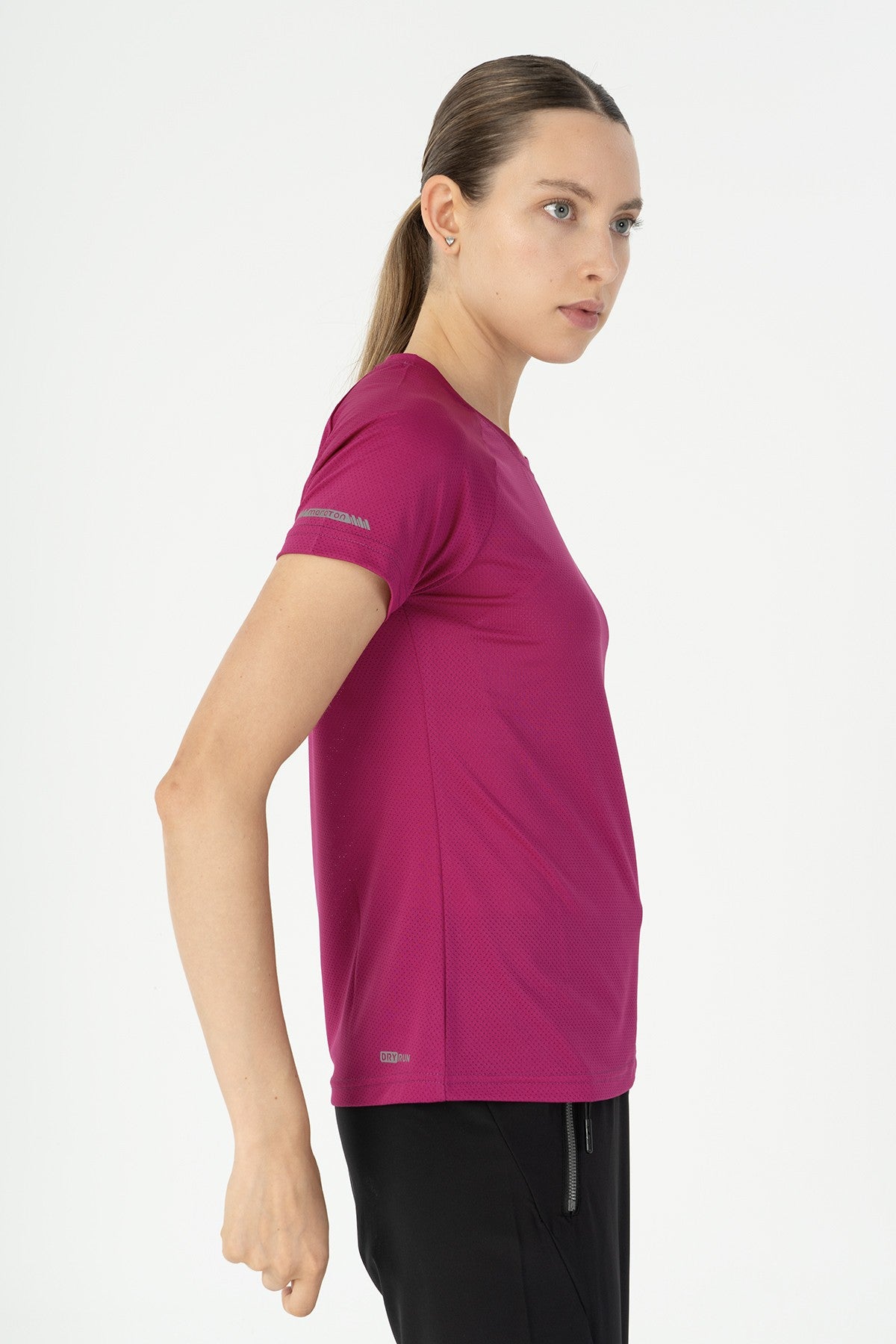 SlimFit Kadın Bisiklet Yaka Pembe T-shirt