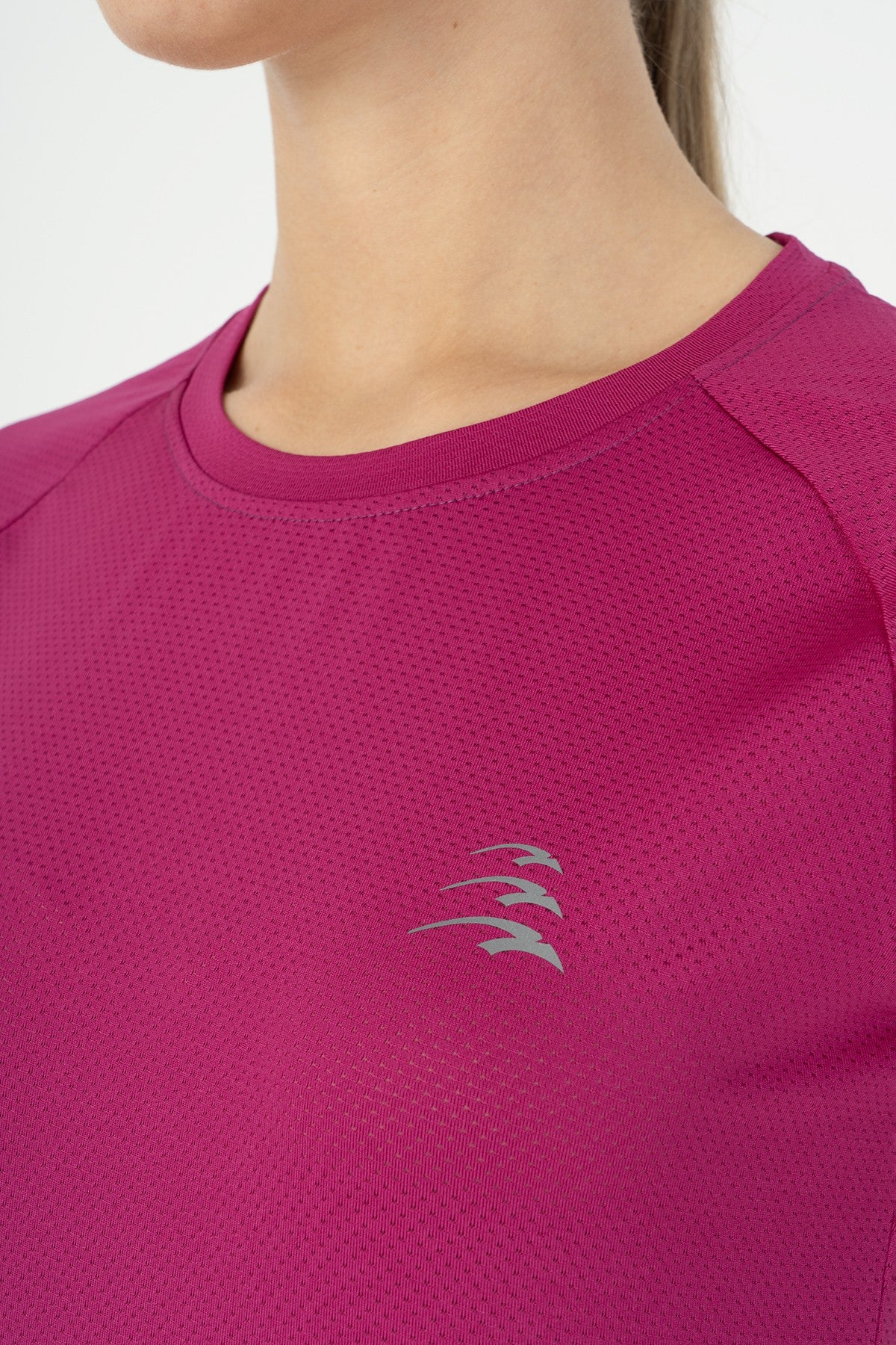 SlimFit Kadın Bisiklet Yaka Pembe T-shirt