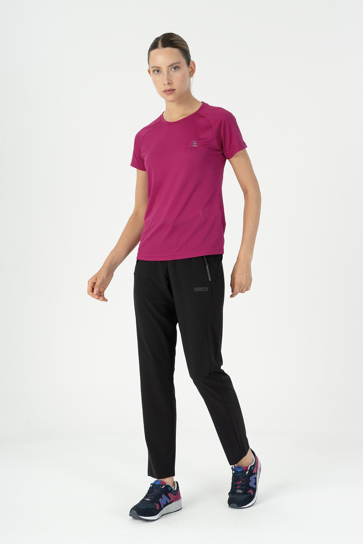 SlimFit Kadın Bisiklet Yaka Pembe T-shirt