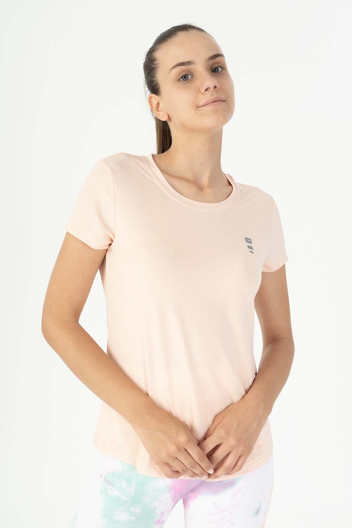 SlimFit Kadın Bisiklet Yaka Pembe T-shirt