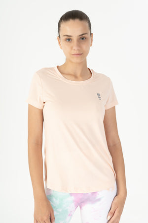 SlimFit Kadın Bisiklet Yaka Pembe T-shirt