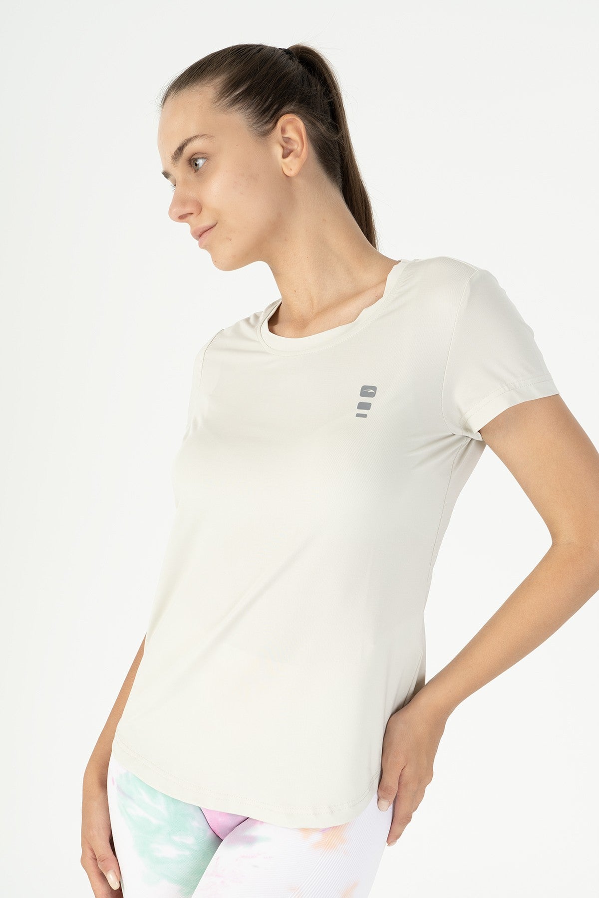 SlimFit Kadın Bisiklet Yaka Gri T-shirt