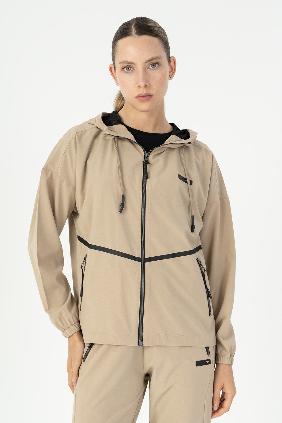 Comfort Kadın Kapüşonlu Bej Tracktop