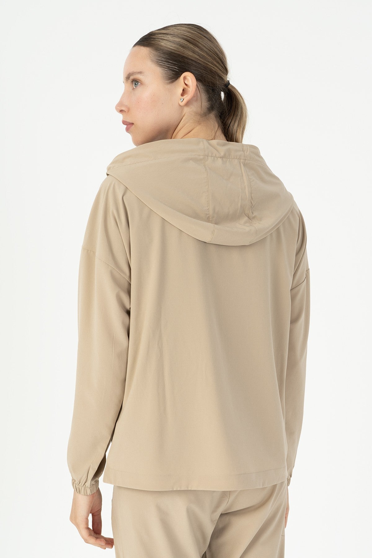 Comfort Kadın Kapüşonlu Bej Tracktop