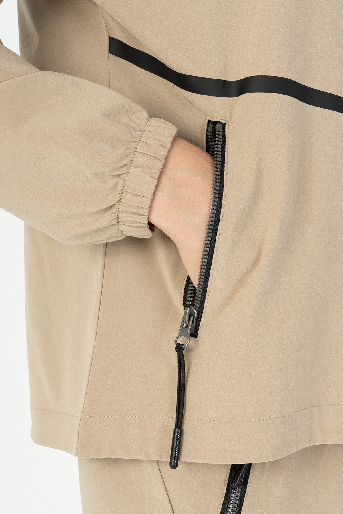 Comfort Kadın Kapüşonlu Bej Tracktop