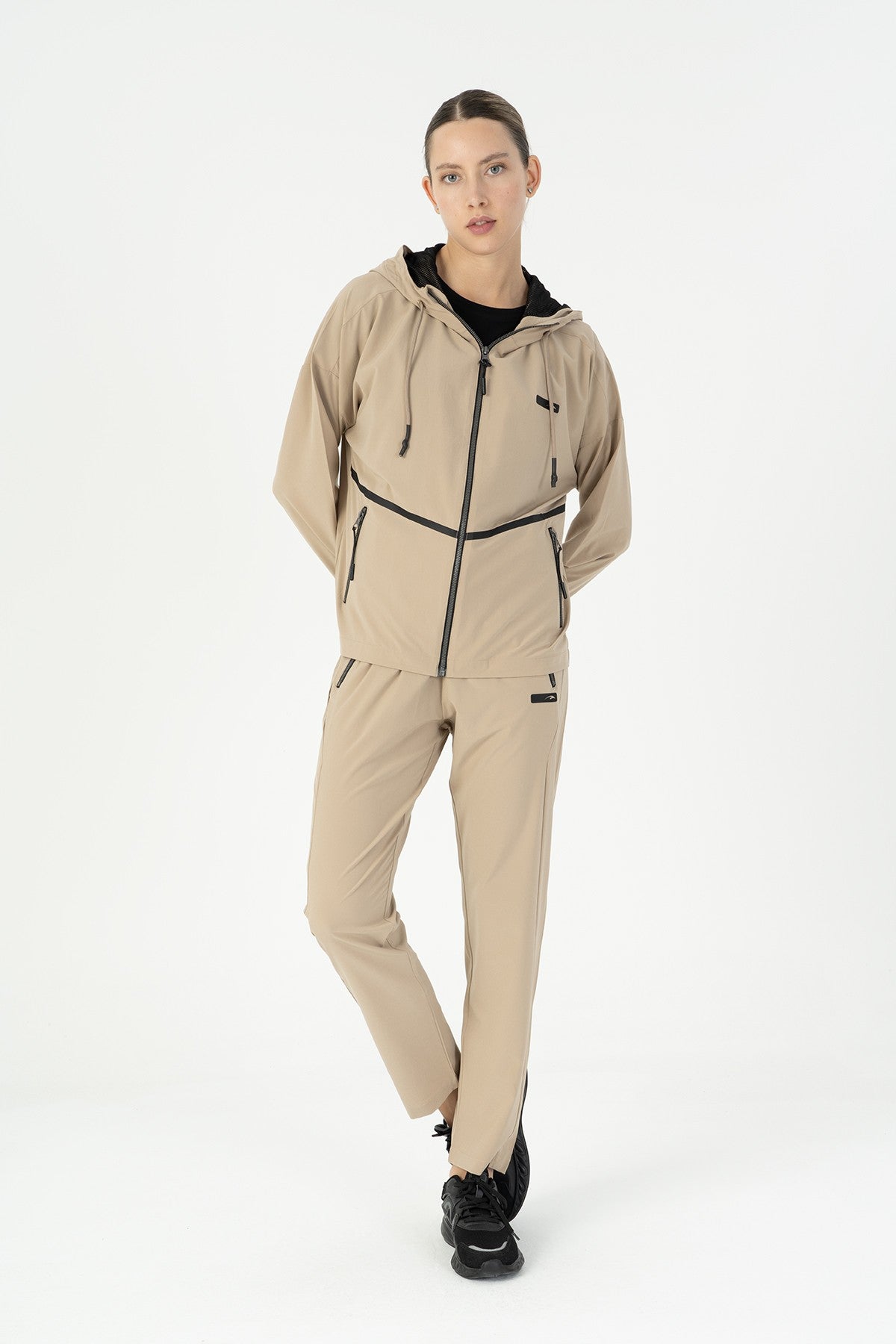 Comfort Kadın Kapüşonlu Bej Tracktop