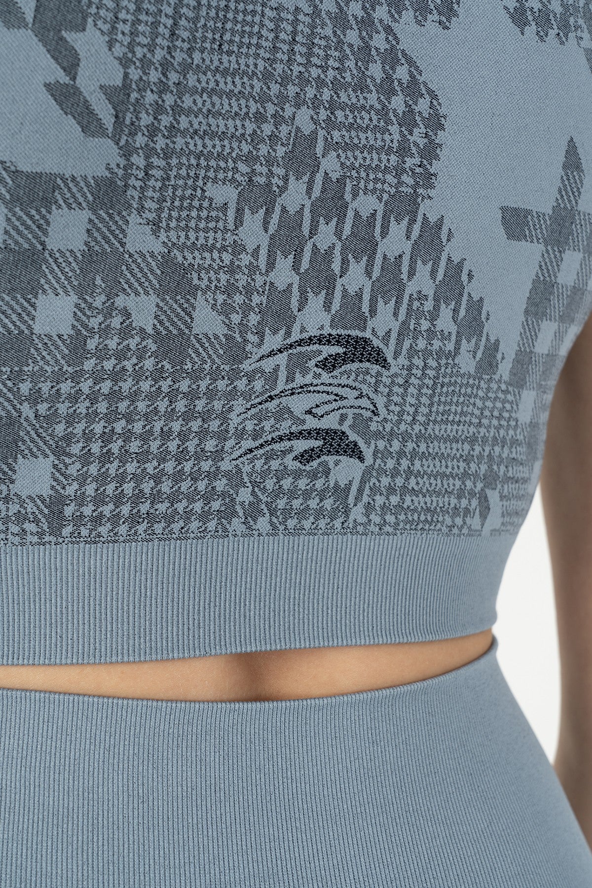 SlimFit Kadın Bisiklet Yaka Mavi Crop Top