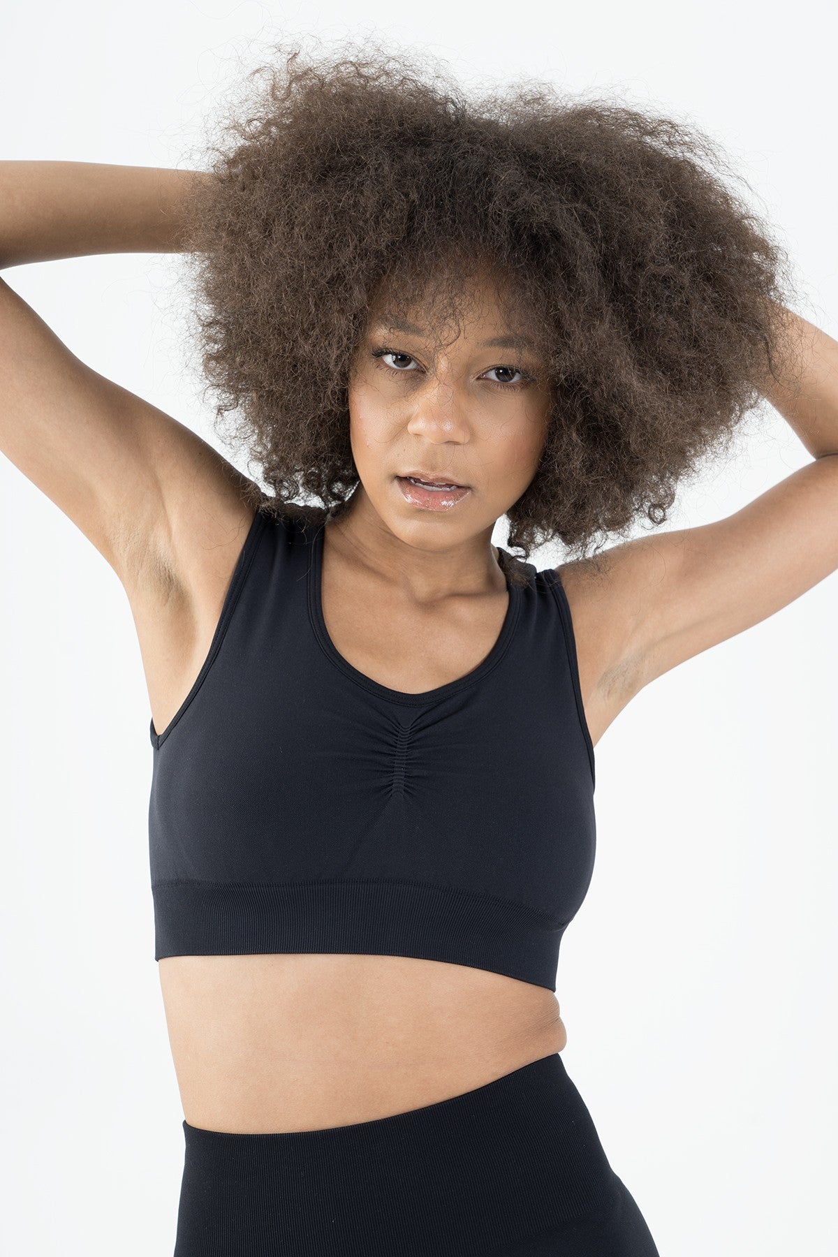 SlimFit Kadın Düz Yaka Siyah Bra
